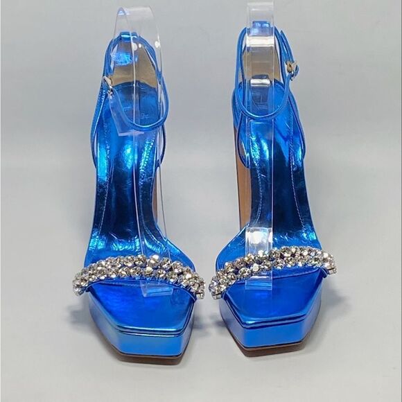 Alexandre Birman Lenny Metallic Leather Platform Sandals size 37 - Picture 2 of 12